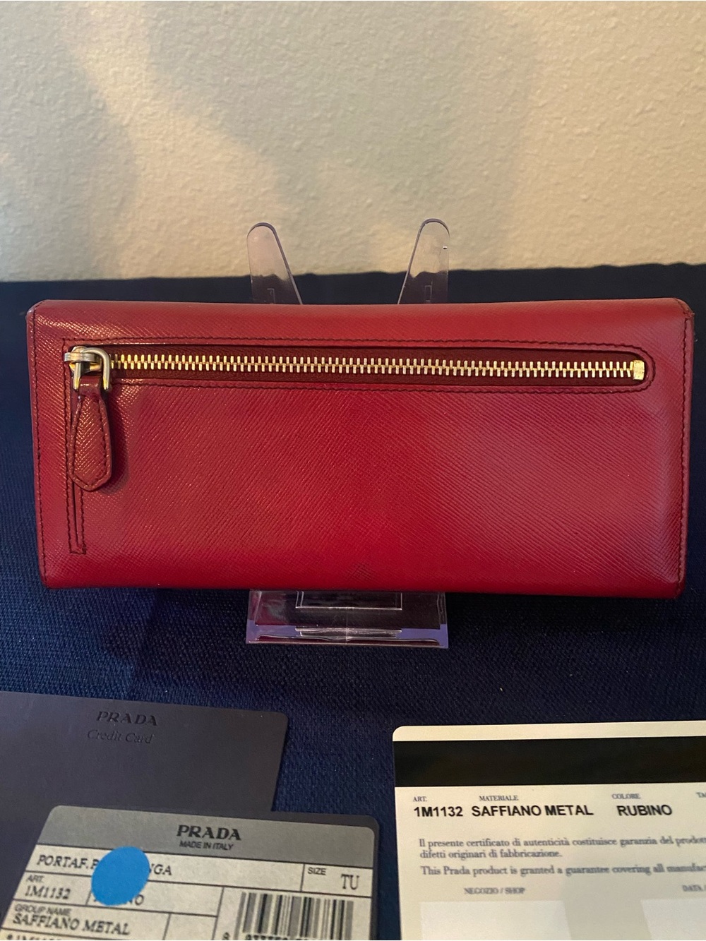 Prada Rubino Saffiano Leather Continental Wallet with Metal Logo - Picture 3 of 14